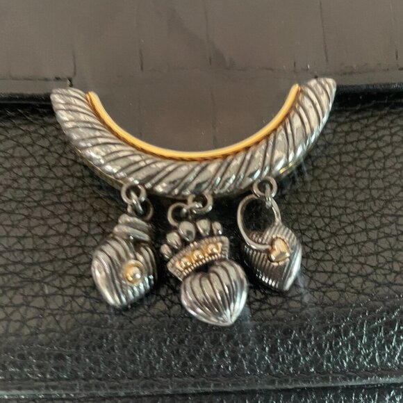 Brighton Croc & Pebble Leather Black Cross Body Tri-Fold Purse 8" x 5.5"! - Picture 2 of 7